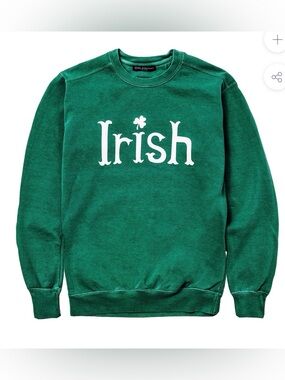 Kiel James Patrick Green Crewneck Sweatshirt with White "Irish" Graphic, Size S